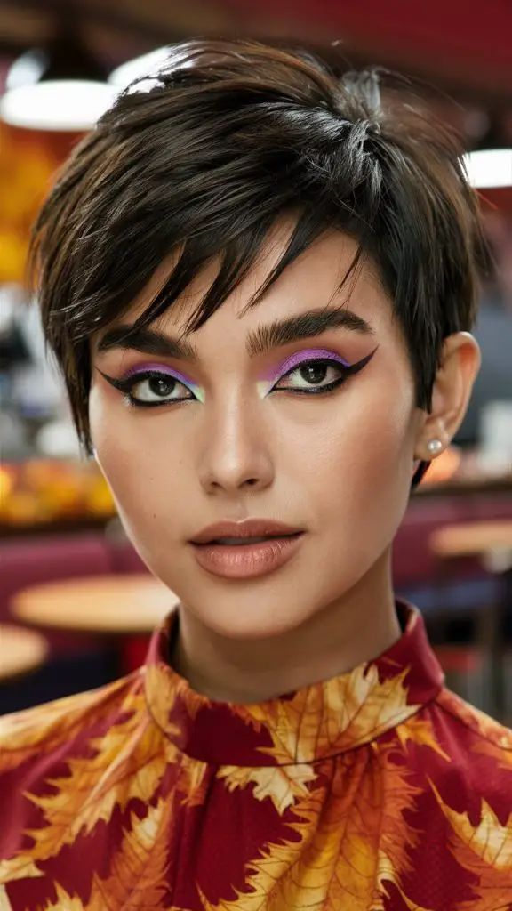 Bold Pixie mit dramatischem Eyeliner