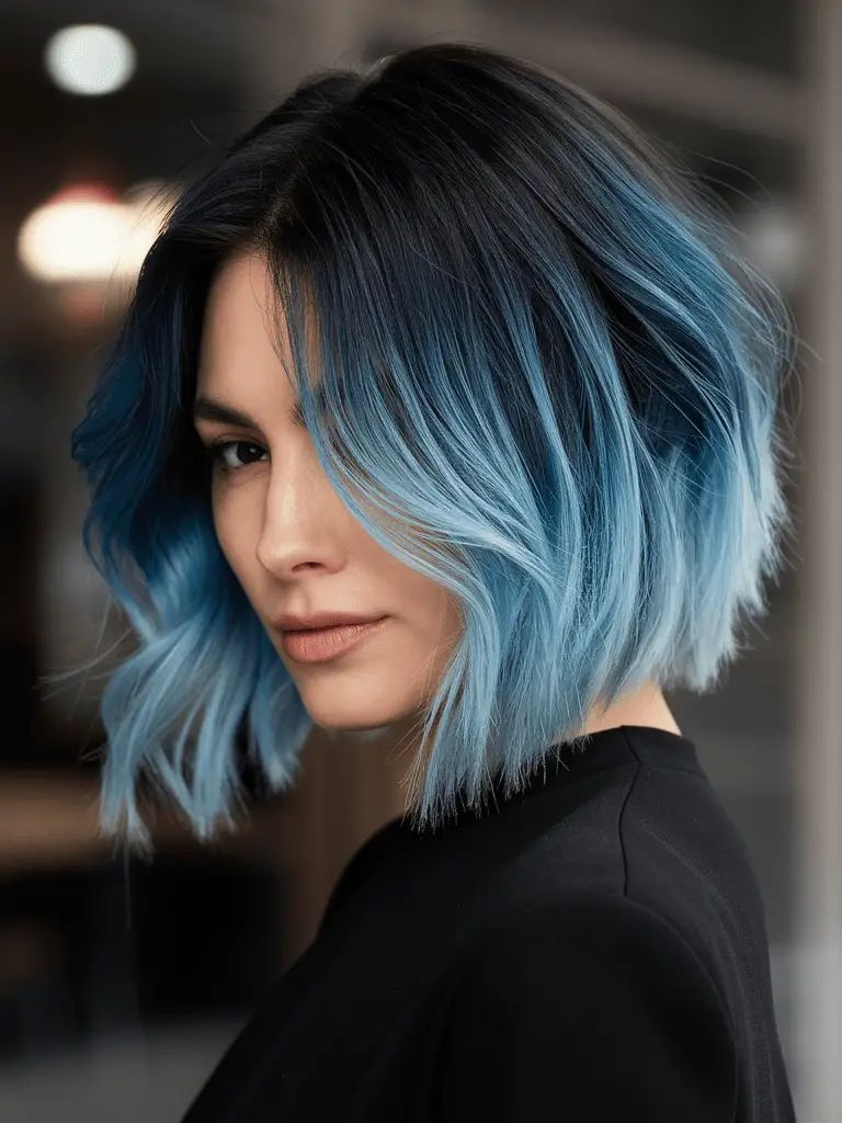 Cooler blauer Ombre Bob