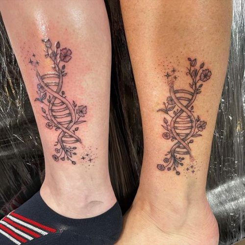 DNA-Helix mit Blumen - ein Symbol für Leben und Wachstum