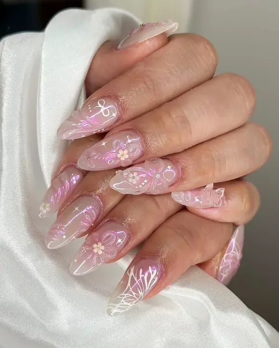 Delicate Pink with Floral and Lace Details