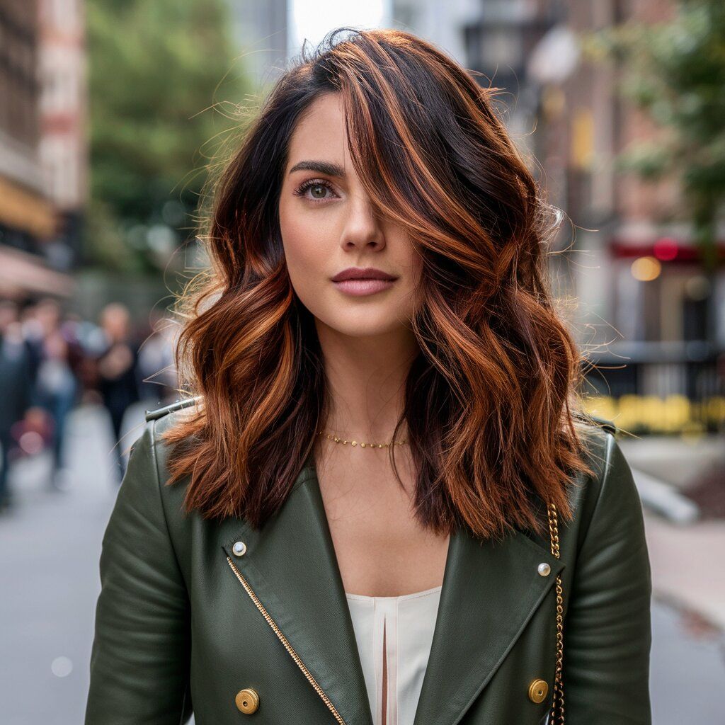 Dunkle Herbsthaarfarbe Balayage