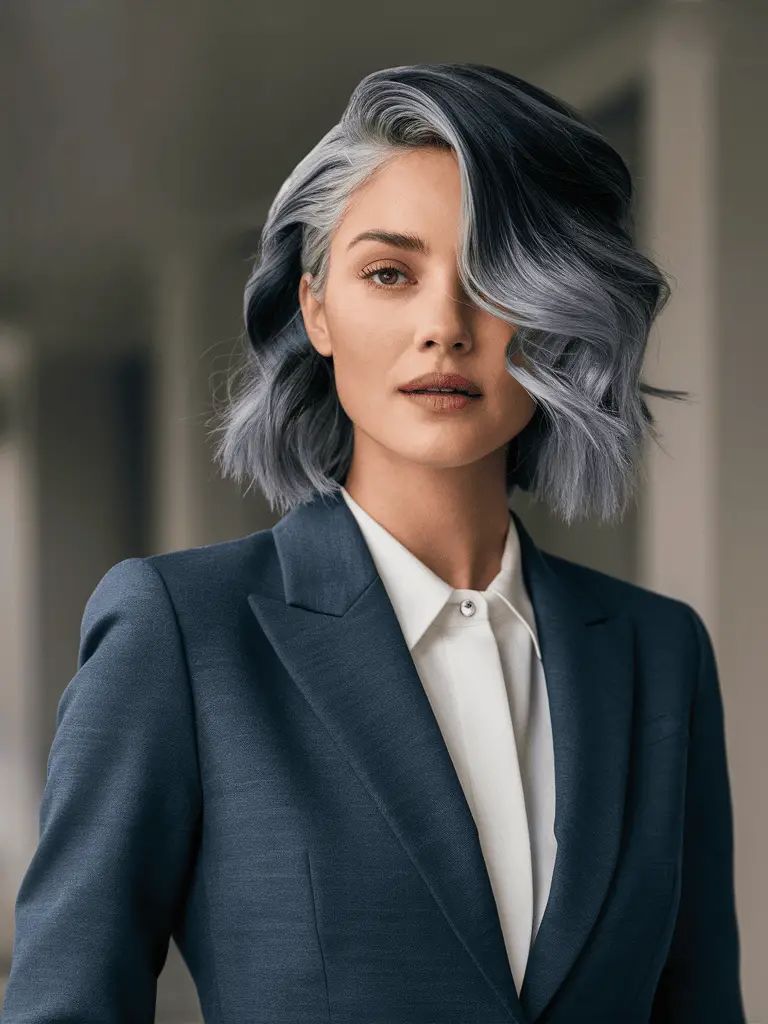 Eleganter Silber Ombre Bob