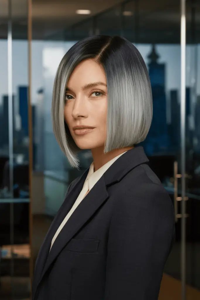 Elegantes Silber Ombre Bob