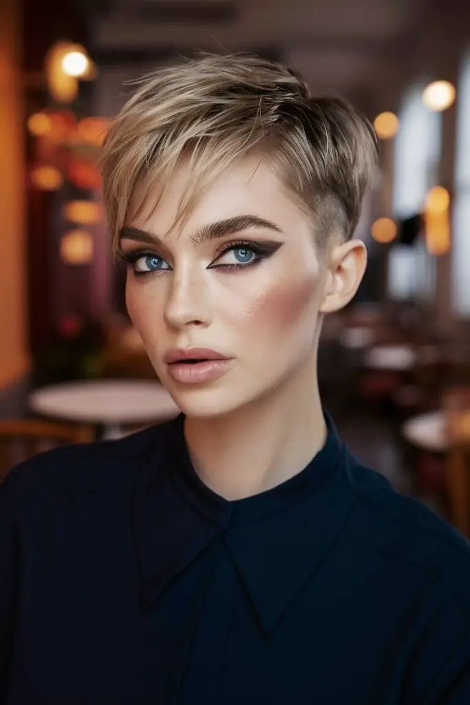 Feuriger Pixie Cut mit karamellfarbenen Highlights