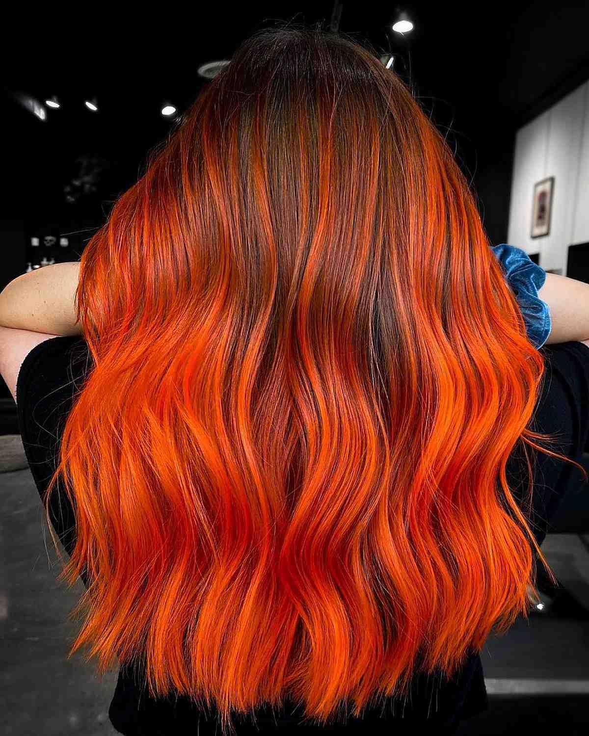 Feuriges Orange Balayage