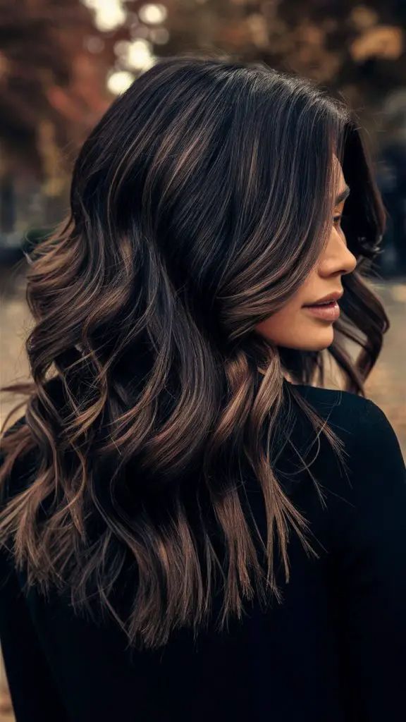 Herbst Balayage Brünette Auburn Waves