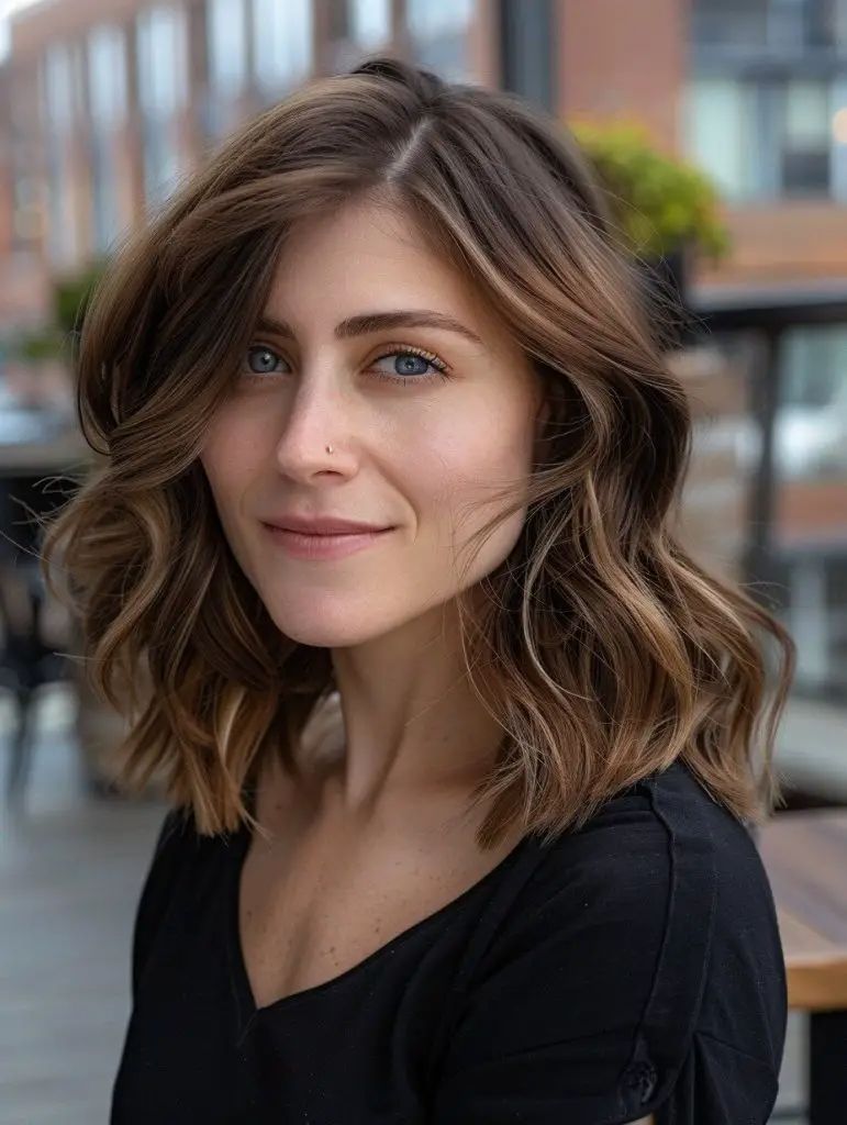 Herbst-Balayage brünett mit aschblonden Highlights