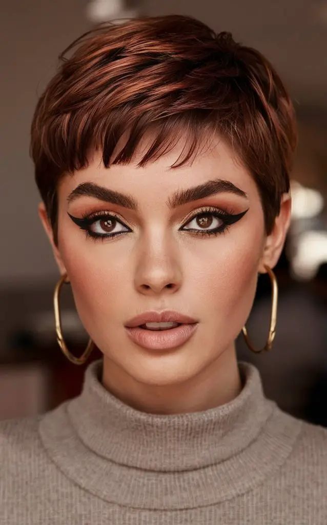 Herbsthaarfarben für kurze Haare Pixie Brunettes