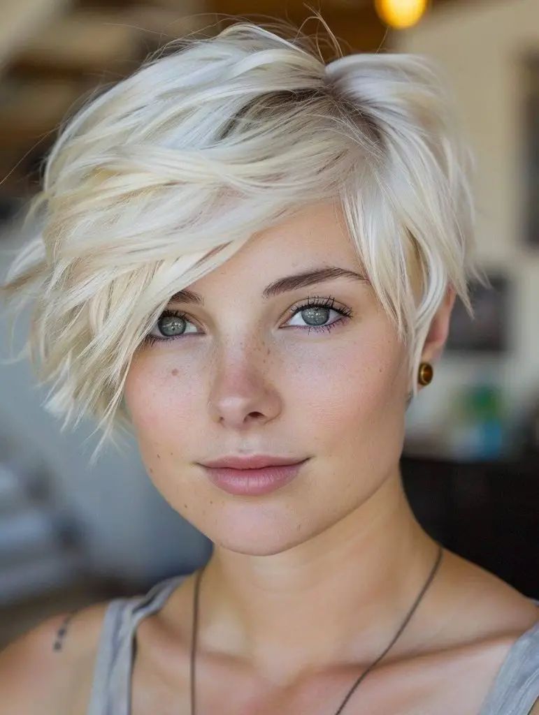 Klassischer blonder Pixie mit weichen Wellen