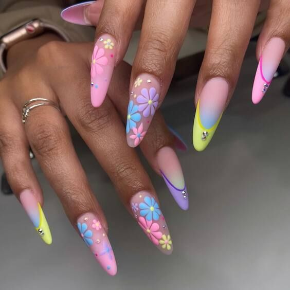 Pastel Rainbow with Floral Accents