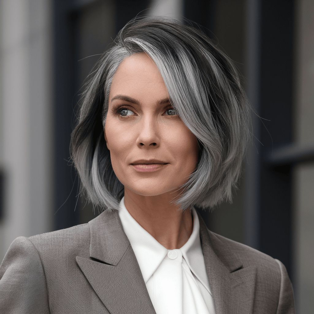 Professioneller Silber Ombre Bob