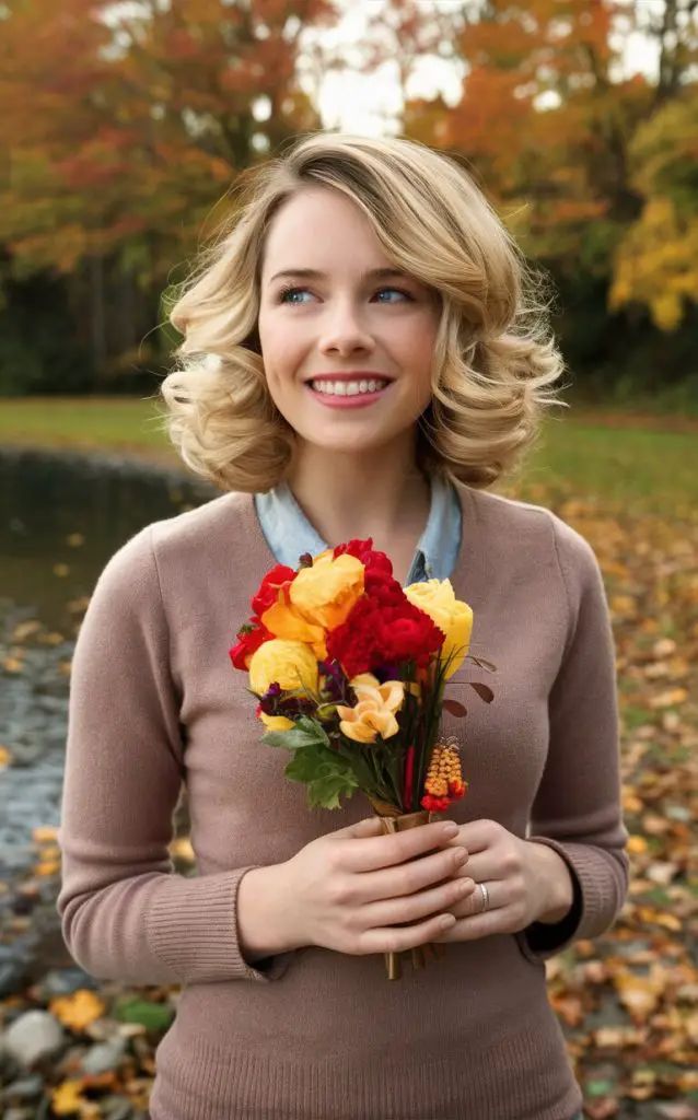 Romantische blonde Wellen für den Herbst