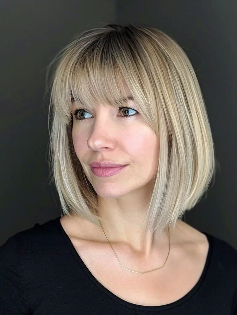 Sleek Bob mit Pony für den Herbst