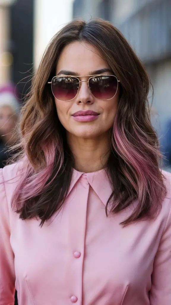 Verspielter Pink Ombre mit gewelltem Haar