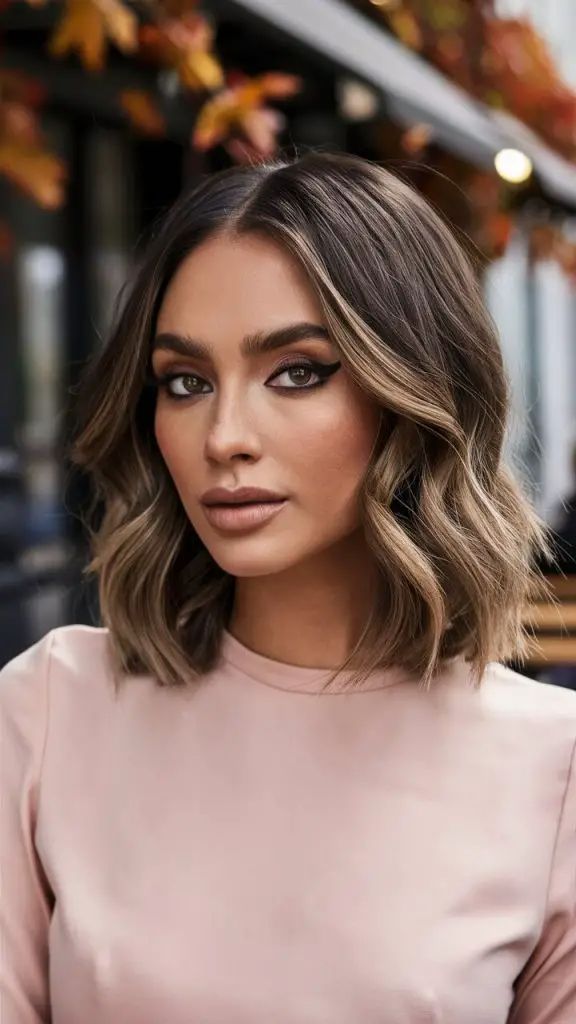 Weiche Balayage-Wellen für dunkelbraunes Haar