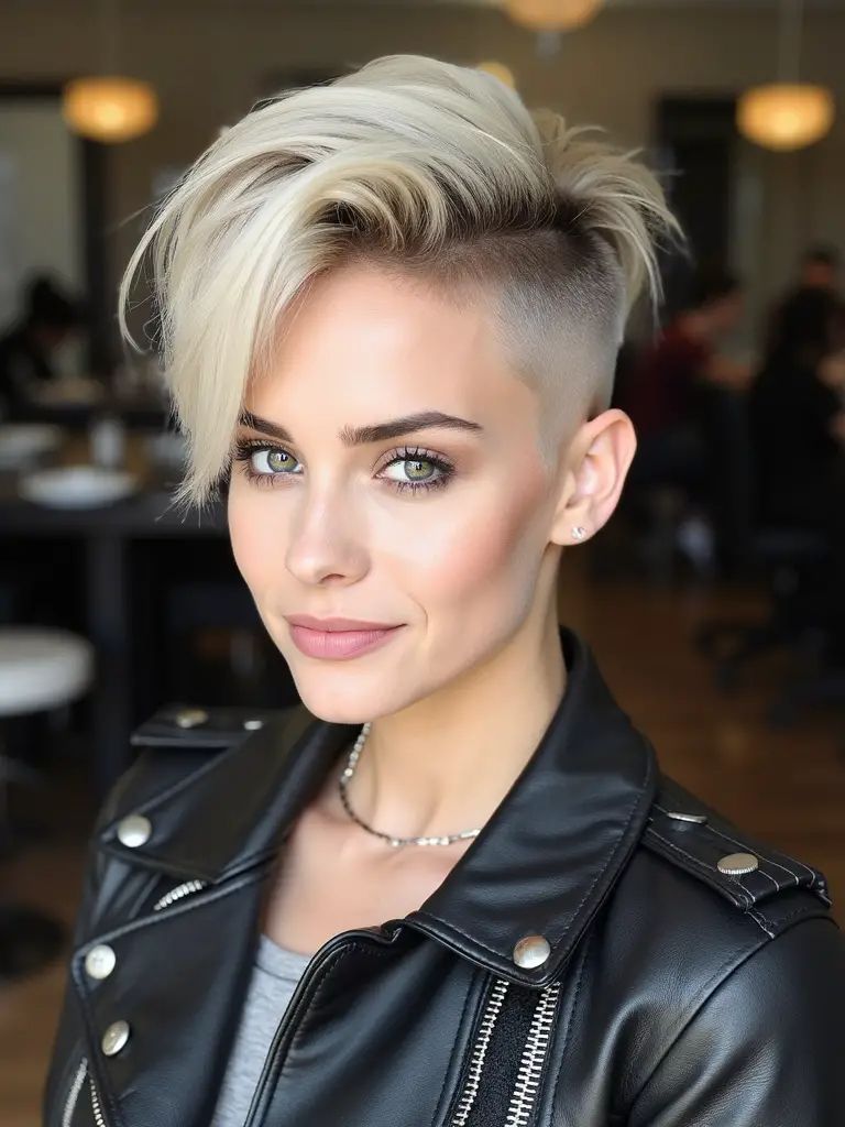 Bleach Blonde Pixie mit Undercut