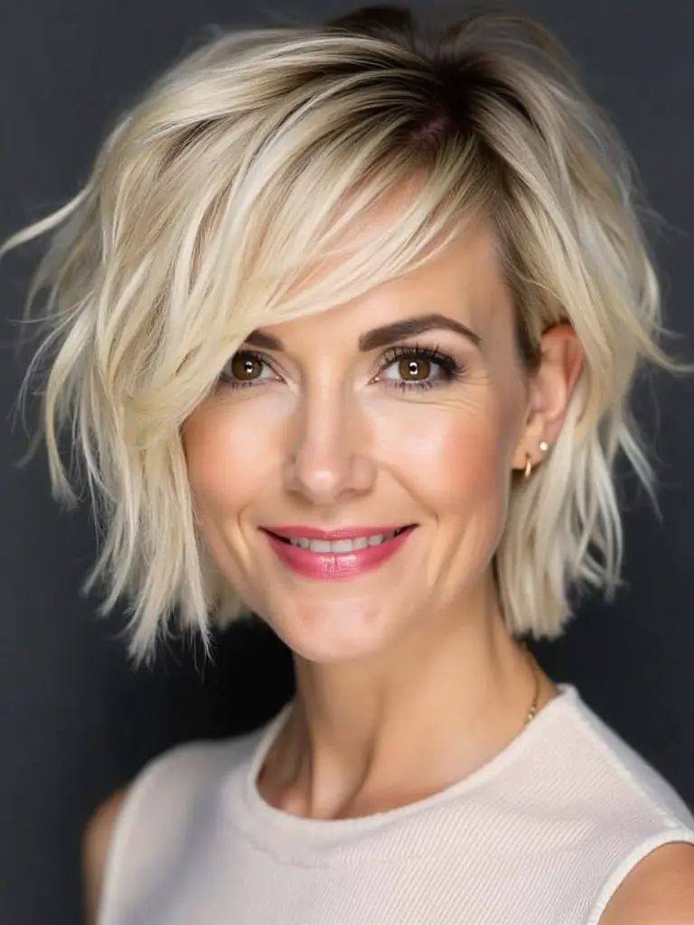 Blonder Tousled Bob mit Seitenscheitel