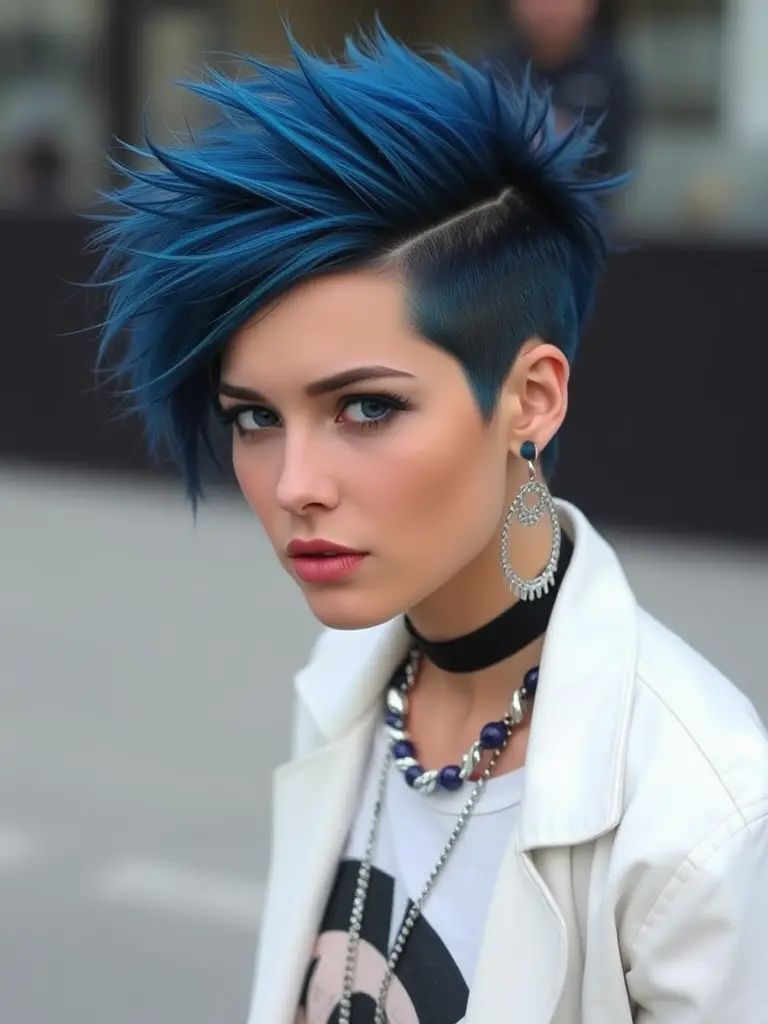 Electric Blue Spiked Pixie Cut