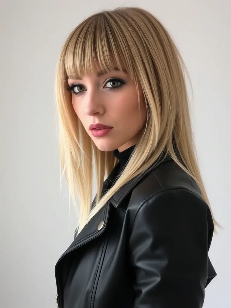 Eleganter blonder Long Bob mit weichem Pony