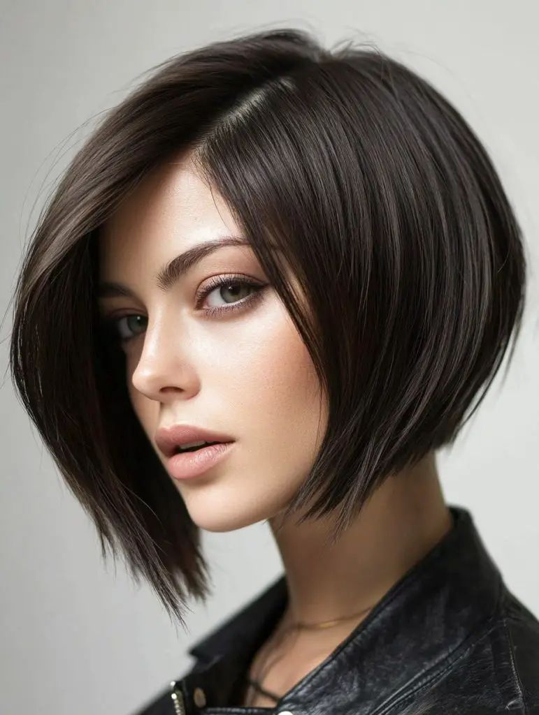 Elegantes Schwarzer Inverted Bob für feines Haar