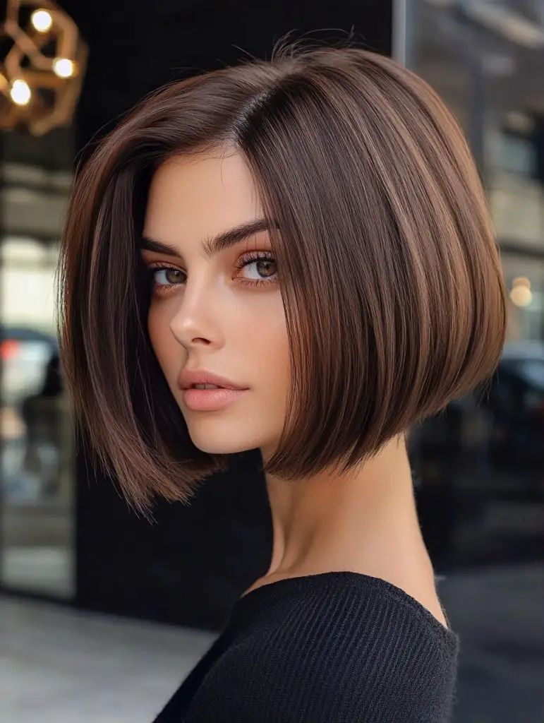 Elegantes kastanienbraunes Inverted Bob