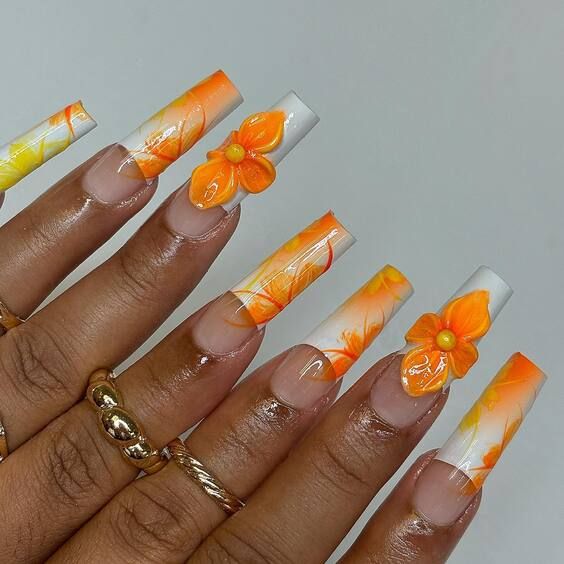 Florale Eleganz in gebranntem Orange