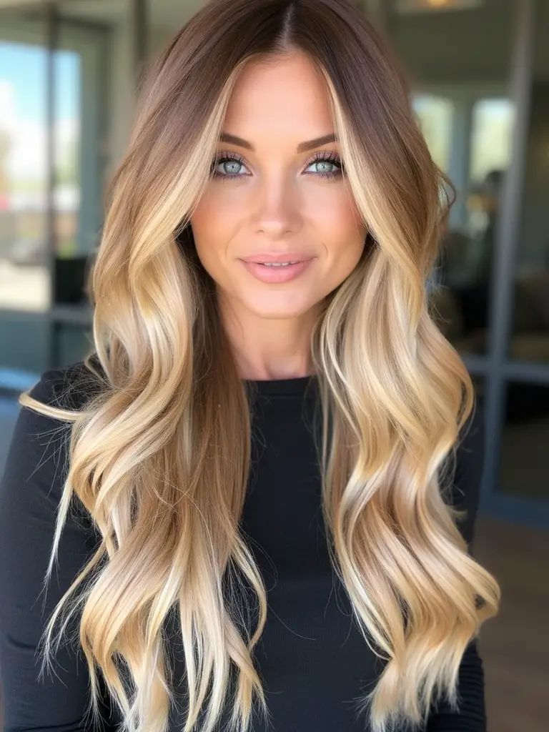 Glamouröse goldblonde Wellen mit Volumen