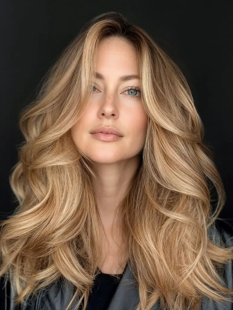 Glamouröses dunkles Blond mit vollmundigen Locken