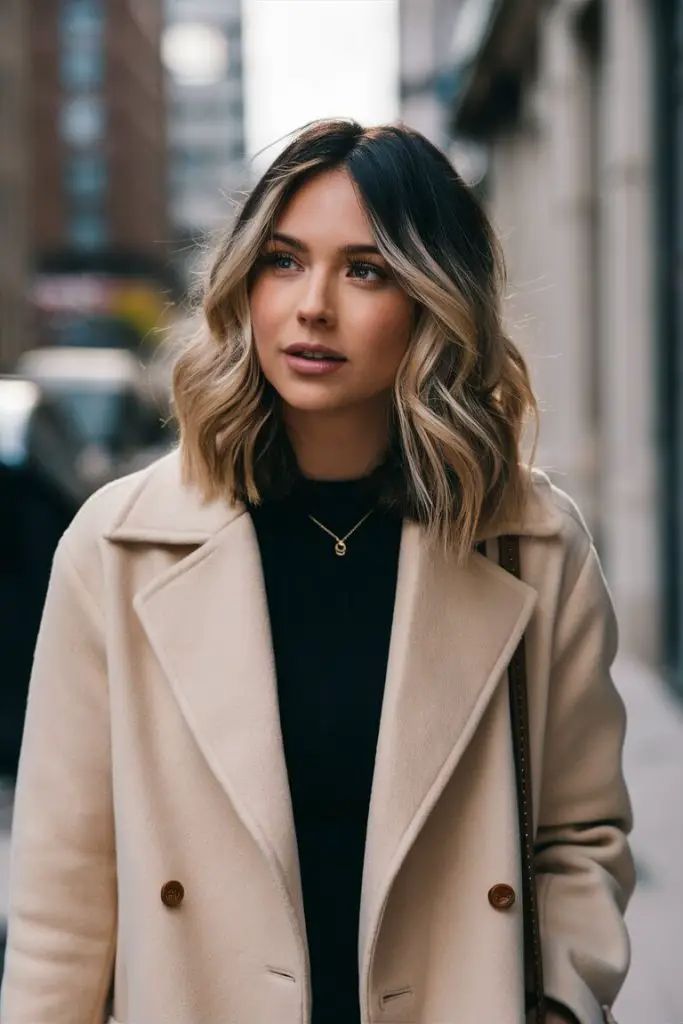 Herbst-Balayage Blond für reife Frauen