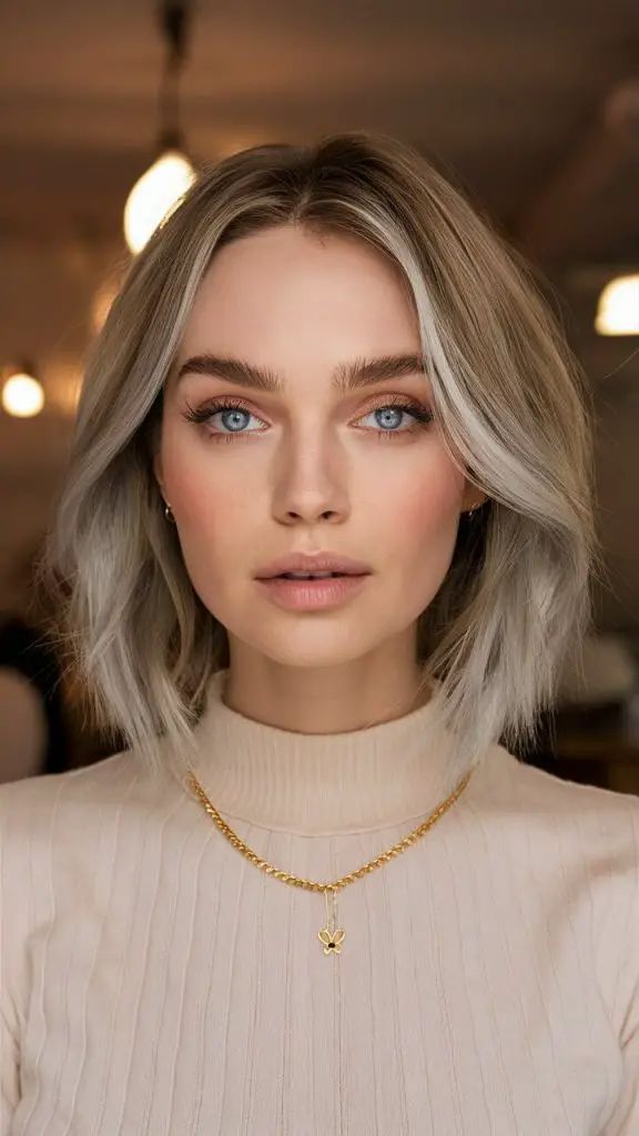 Herbst-Balayage Blond mit Aschetönen