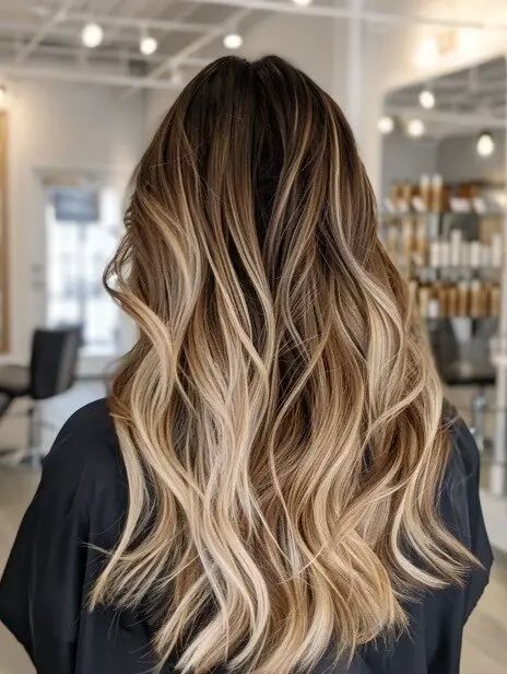 Herbst-Balayage-Blond mit langen Lagen