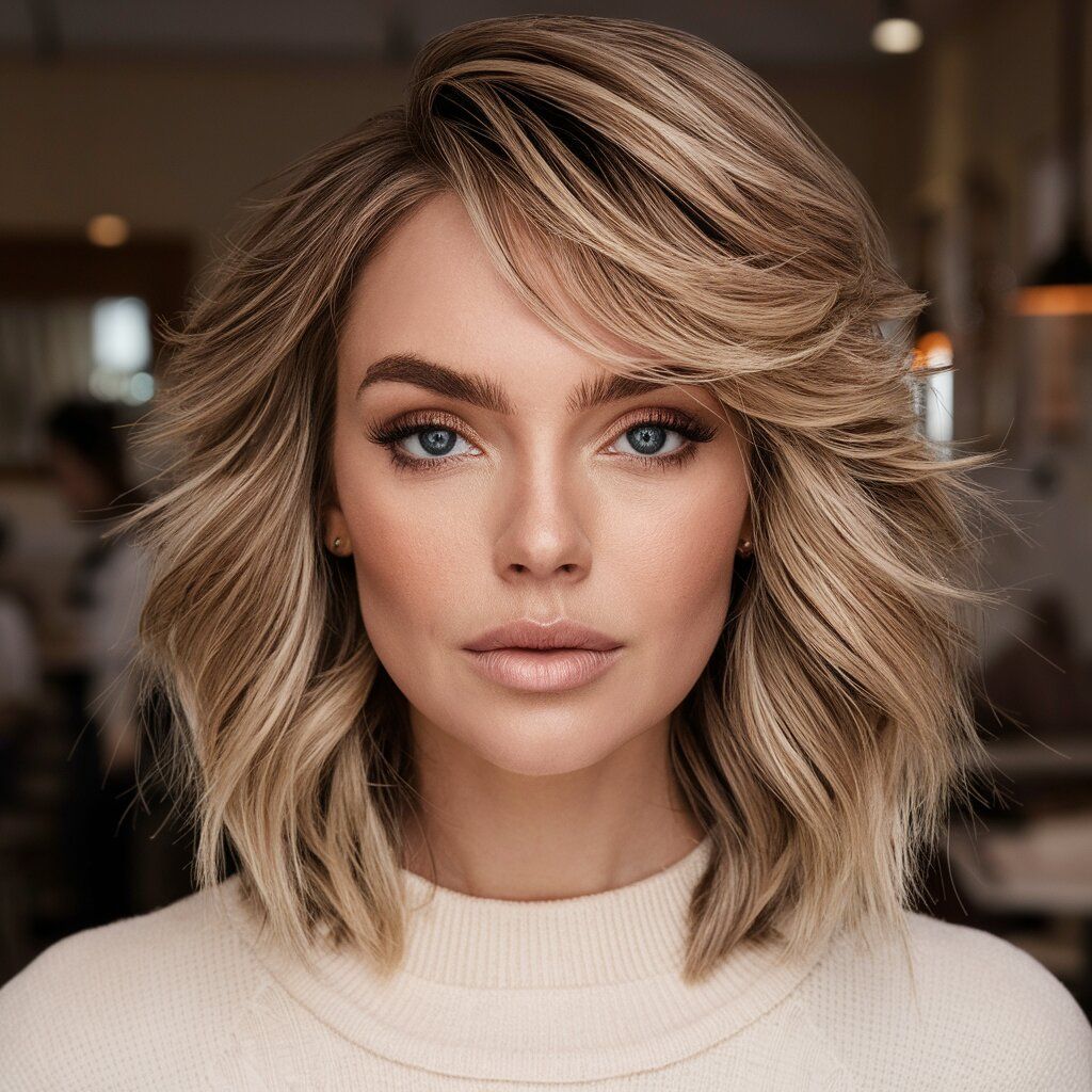 Herbst-Balayage-Blond mit voluminösen Strähnen