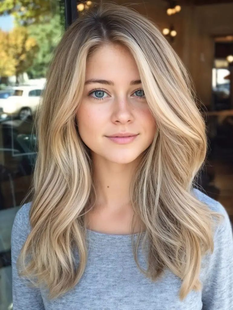 Lässiges Dunkelblond mit hellbraunem Balayage