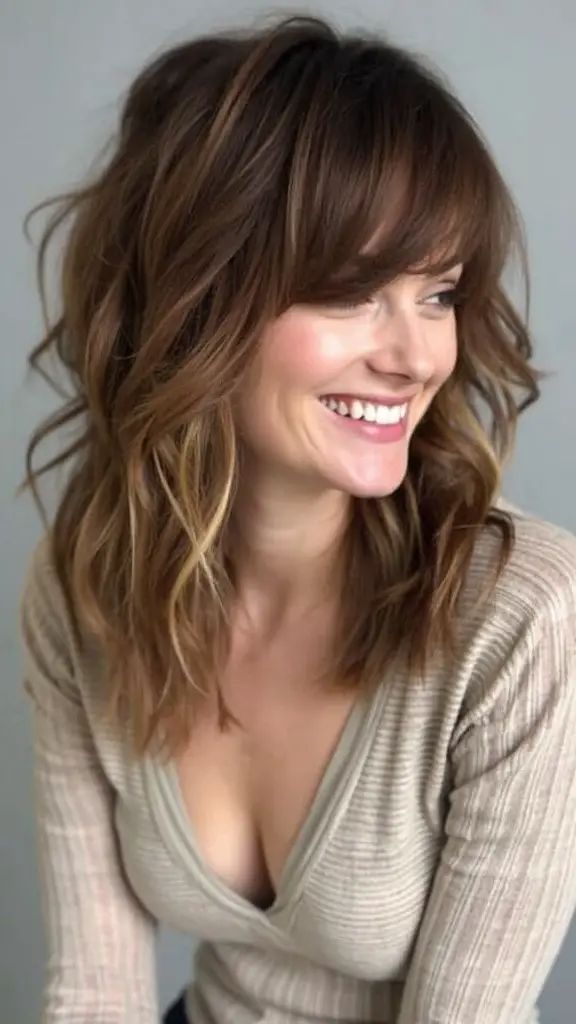 Layered Long Bob mit Wispy Bangs