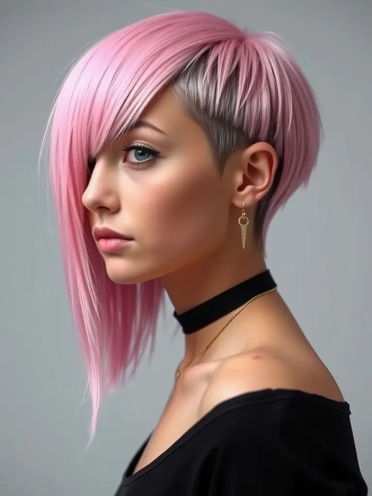 Pink und Platin Asymmetrischer Pixie mit Undercut