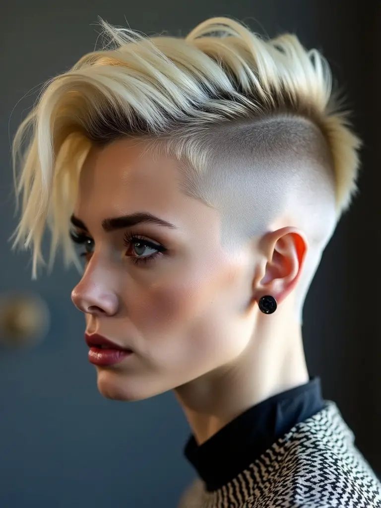 Platinblonder Fauxhawk mit Undercut