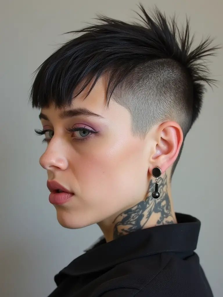 Schwarzer Spiked Pixie mit rasiertem Undercut