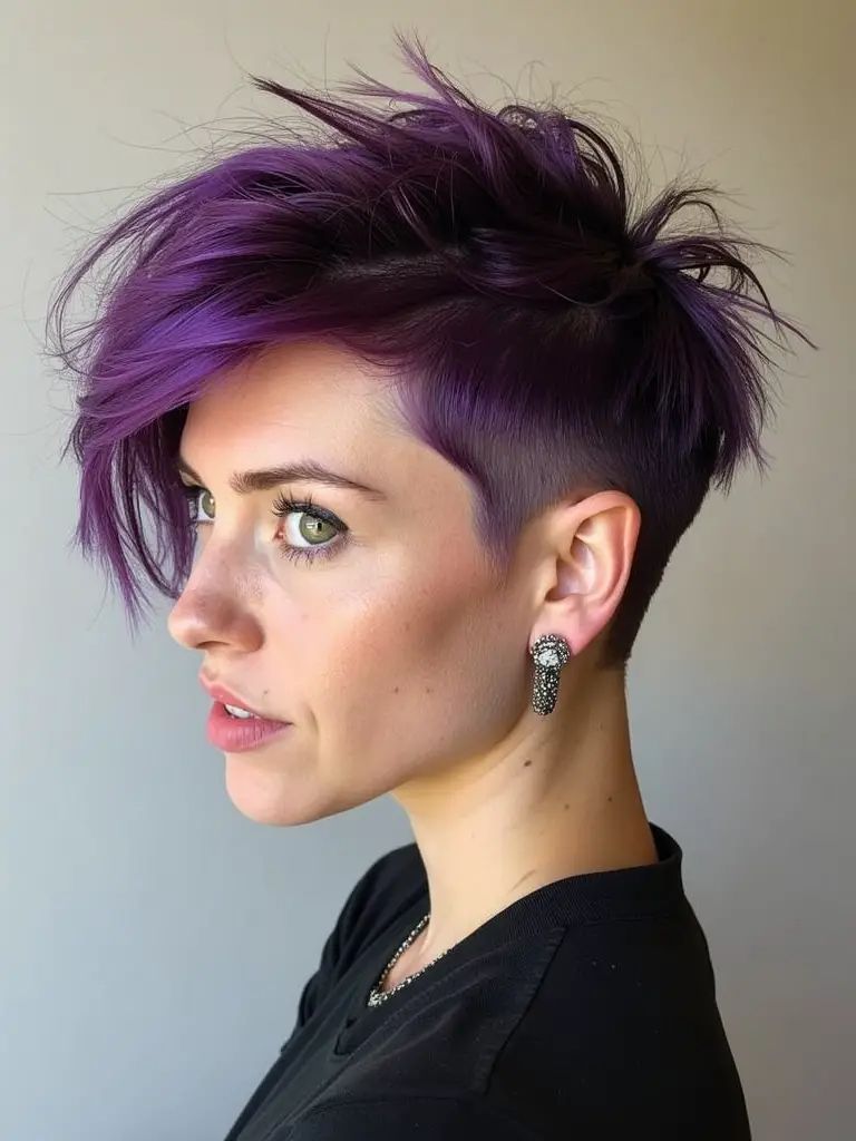 Stacheliger lila Pixie mit Undercut