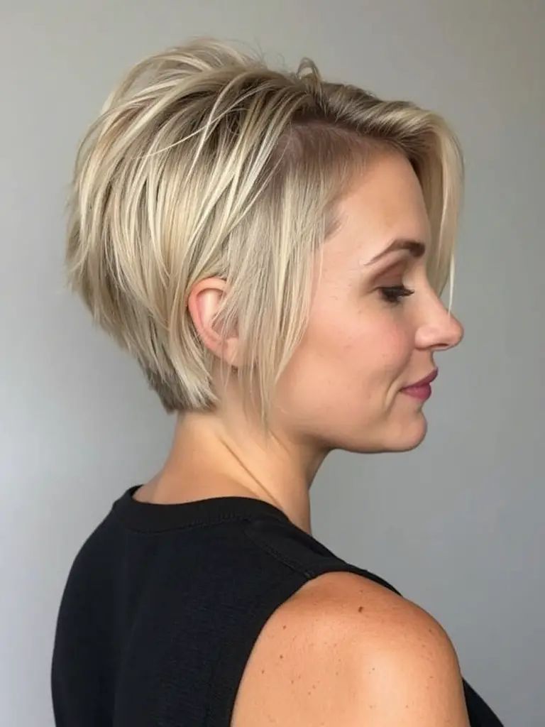 Texturierter blonder Pixie mit Seitenscheitel