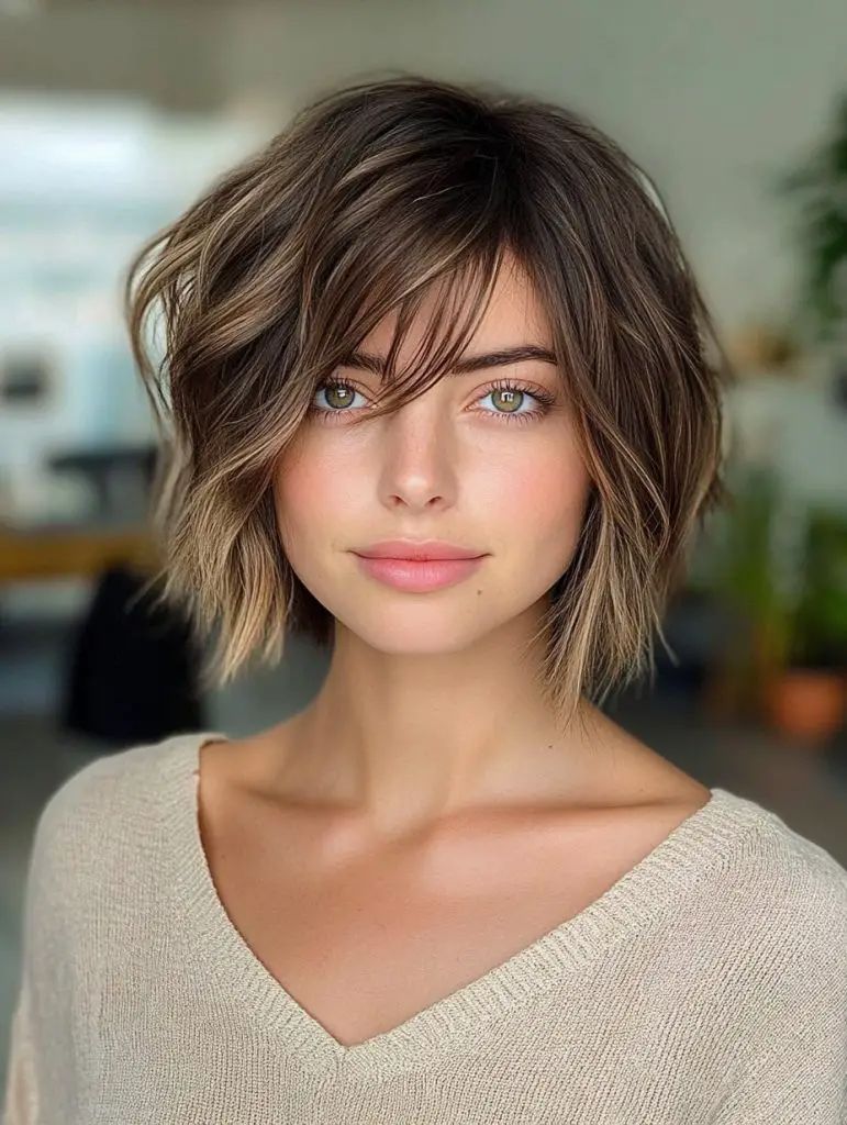 Tousled Inverted Bob mit Pony