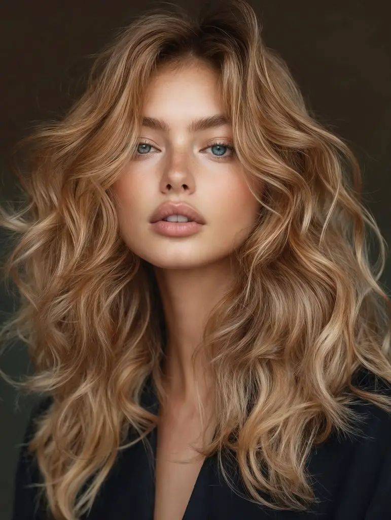 Voluminöses dunkles Blond mit strukturierten Locken