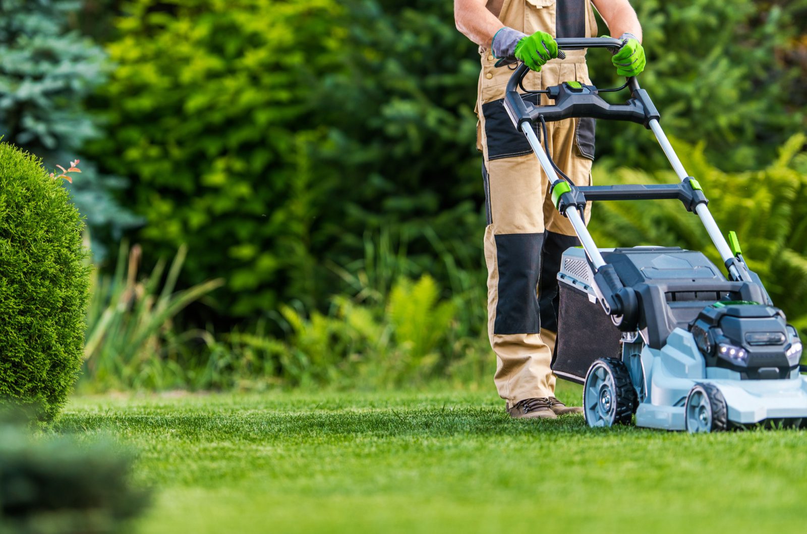 mowing the lawn