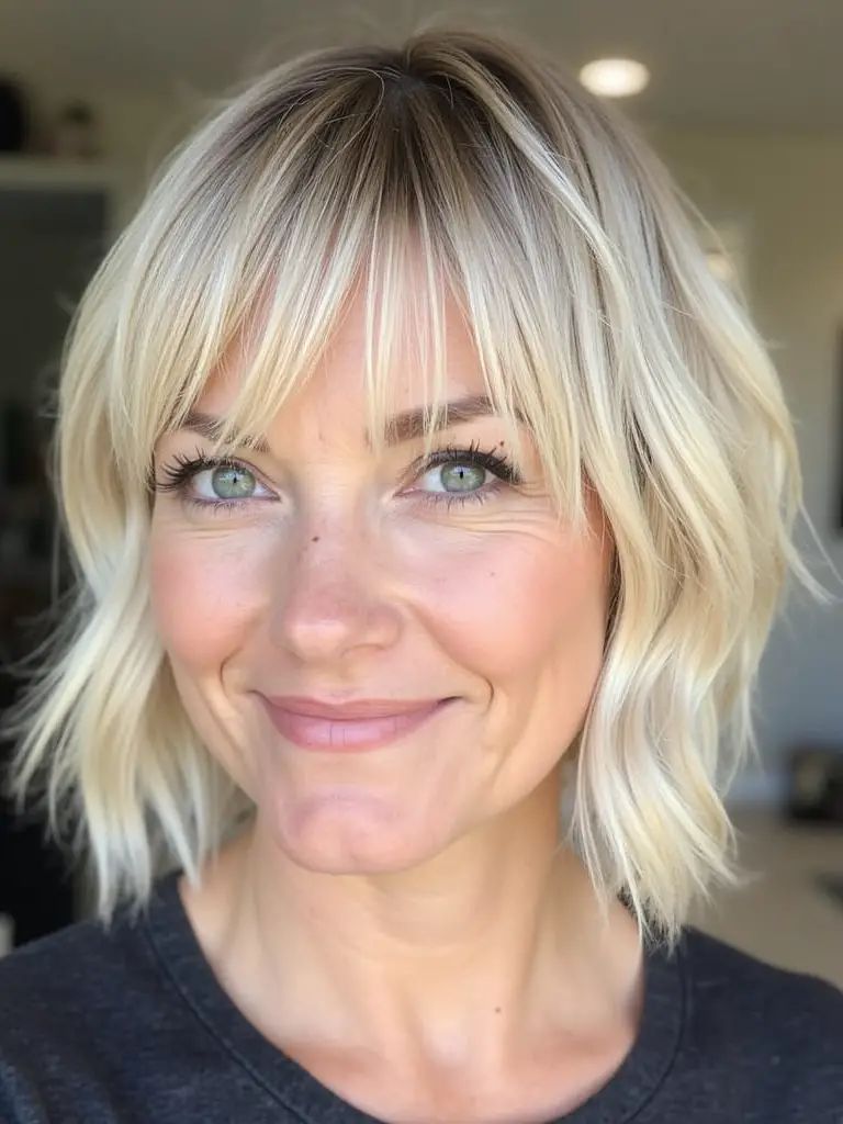 Layered Shag mit Fransen für feines blondes Haar