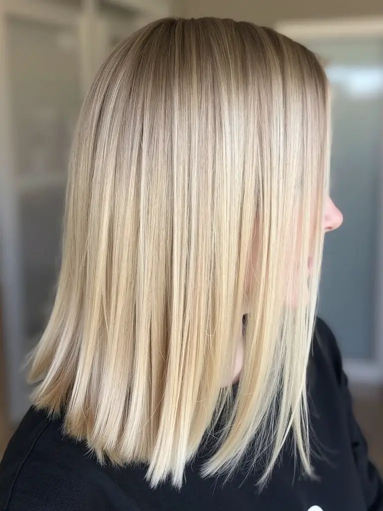 Platinblonder Sleek Bob mit stumpfen Enden