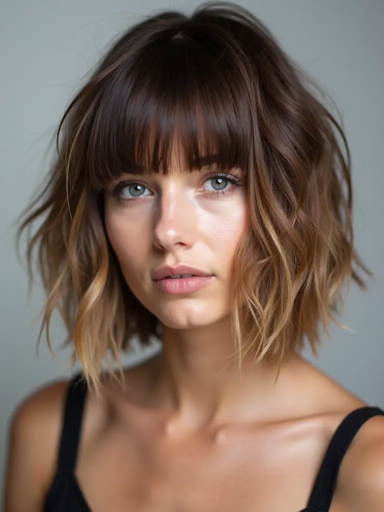 Tousled Layered Shag mit Fransen für einen lebendigen Look