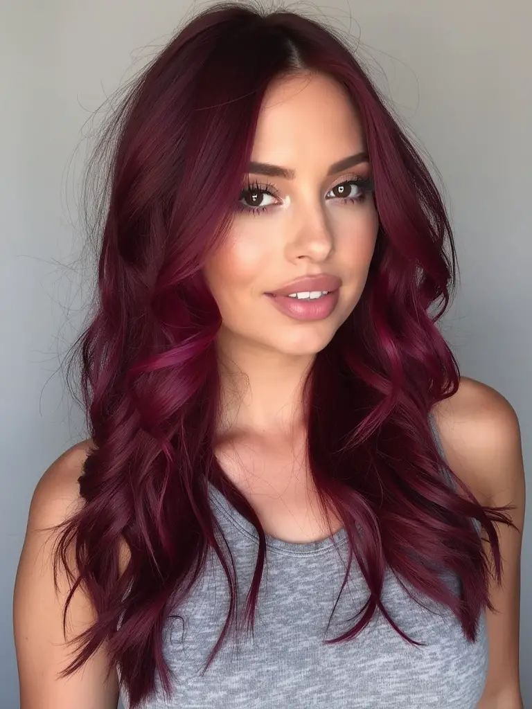 Burgundy Ombre mit dunklen Cherry Waves