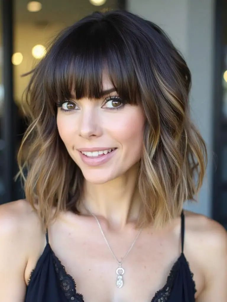 Layered Stacked Bob Haircut mit welliger Textur