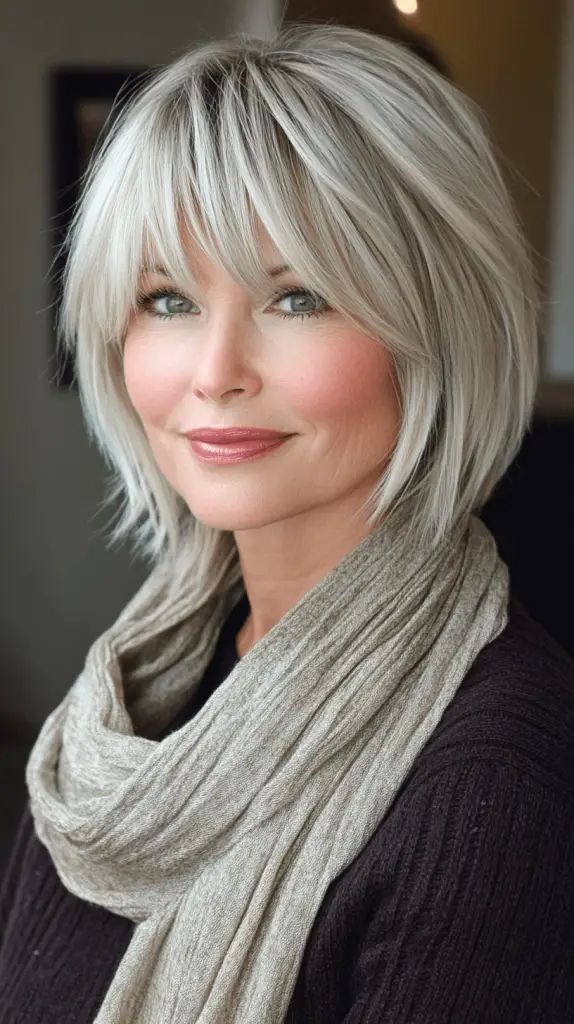 Silver Layered Stacked Bob Haircut für einen mutigen Look