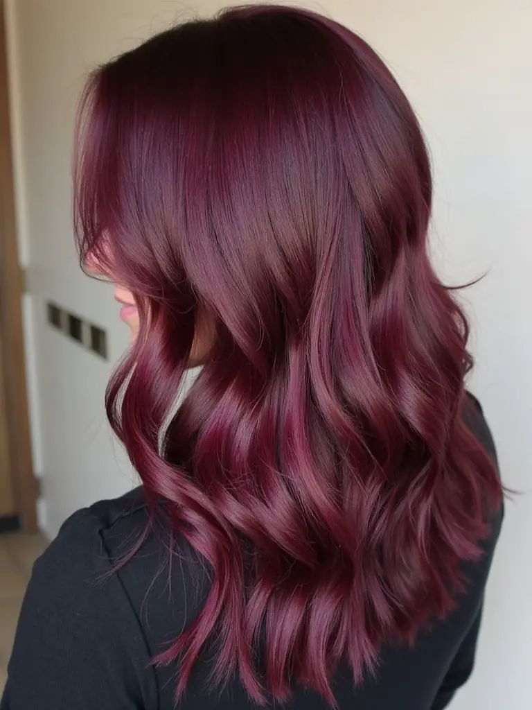 Sleek Burgundy Waves mit glänzendem Finish